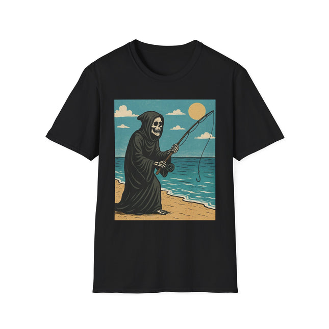 Grim Reaper Fishing Halloween Holiday Unisex Graphic Tee
