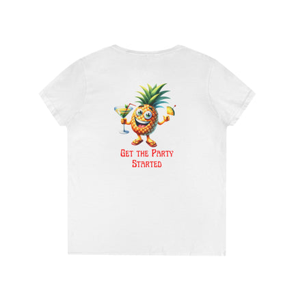 Party Pineapple Ladies' V-Neck T-Shirt