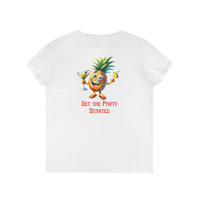 Party Pineapple Ladies' V-Neck T-Shirt