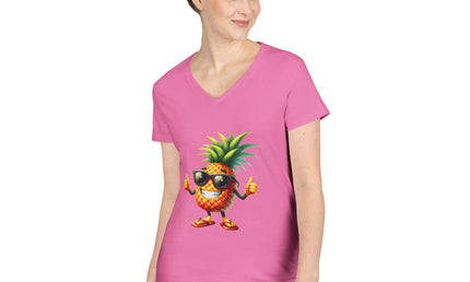 Party Pineapple Ladies' V-Neck T-Shirt