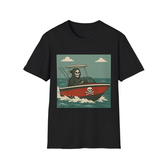 Grim Reaper Boat Halloween Holiday Unisex Graphic Tee
