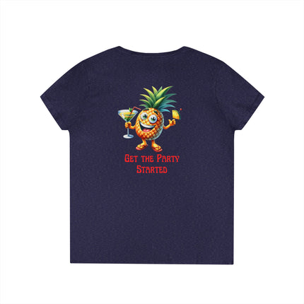 Party Pineapple Ladies' V-Neck T-Shirt