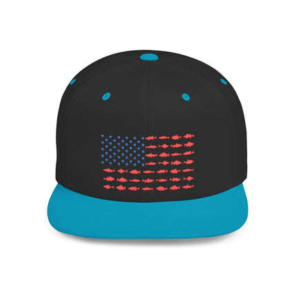 Patriotic Flat Bill Snapback Hat with Flag Design