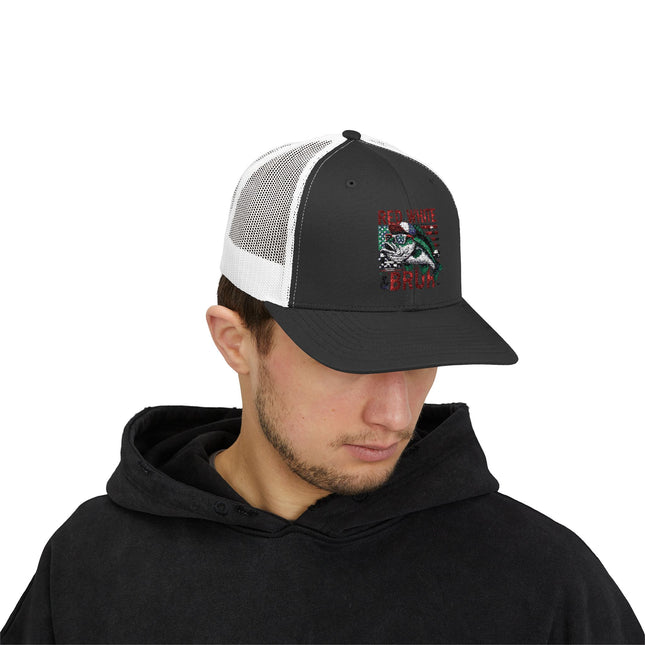 Patriotic Fishing Snapback Cap, Outdoor Hat, Red White & Bruh Cap