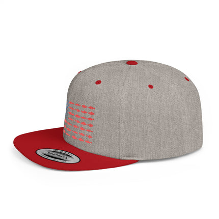 Patriotic Flat Bill Snapback Hat with Flag Design