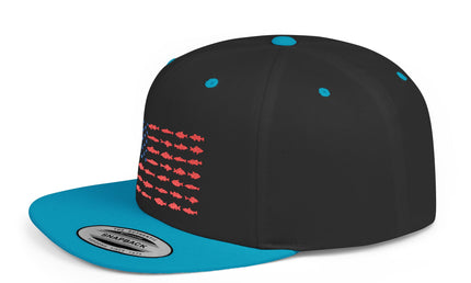 Patriotic Flat Bill Snapback Hat with Flag Design