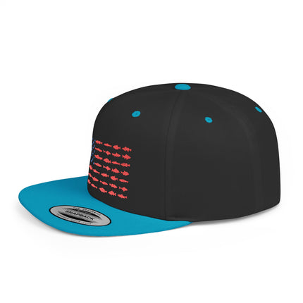 Patriotic Flat Bill Snapback Hat with Flag Design