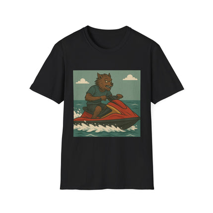 Wolfman Jet Ski Halloween Holiday Unisex Graphic Tee