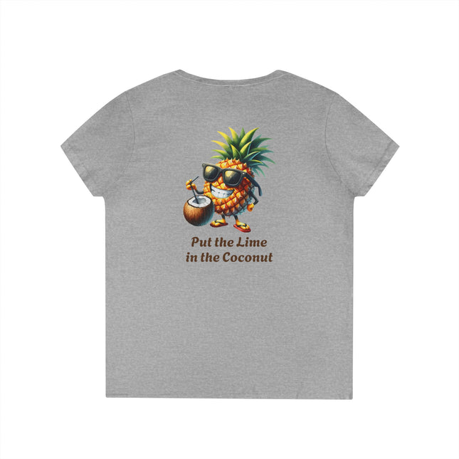 Lime Coconut Pineapple Ladies' V-Neck T-Shirt