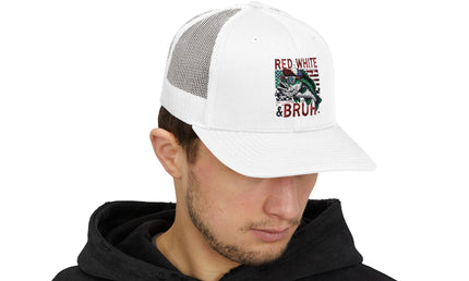 Patriotic Fishing Snapback Cap, Outdoor Hat, Red White & Bruh Cap