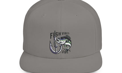 Fish Vibes Flat Bill Snapback Hat with Fish Design