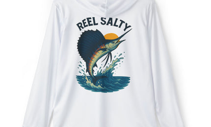 Sailfish Reel Salty Graphic Performance Hoodie Shirt UPF+50