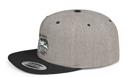 Fish Vibes Flat Bill Snapback Hat with Fish Design
