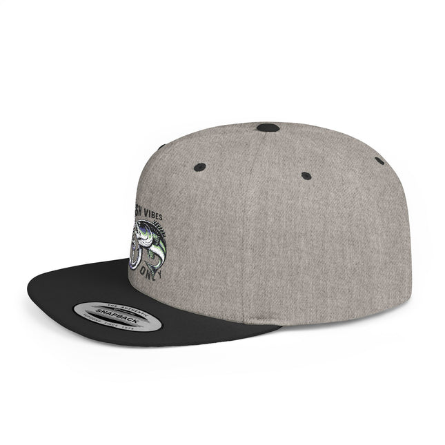 Fish Vibes Flat Bill Snapback Hat with Fish Design
