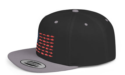 Patriotic Flat Bill Snapback Hat with Flag Design