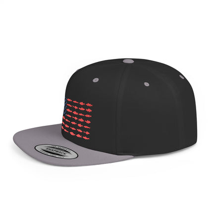 Patriotic Flat Bill Snapback Hat with Flag Design