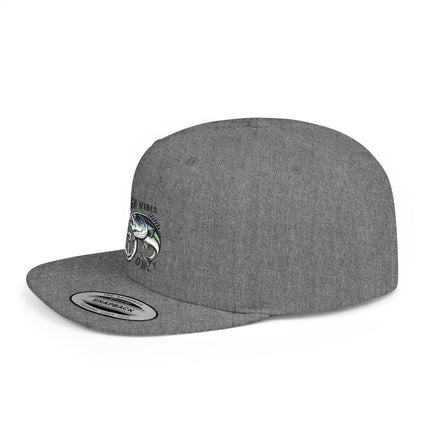 Fish Vibes Flat Bill Snapback Hat with Fish Design
