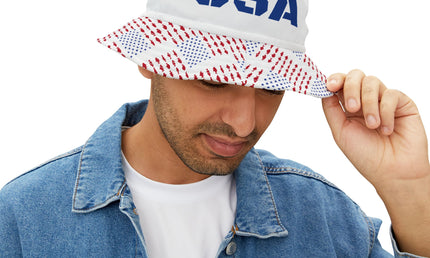USA Patriotic Fishing Themed Bucket Hat