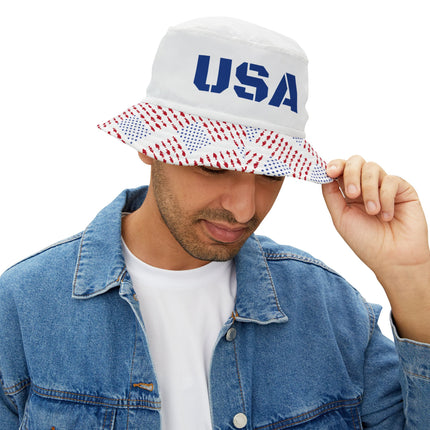 USA Patriotic Fishing Themed Bucket Hat