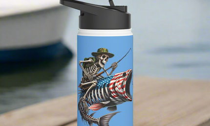 Fishing Enthusiast Stainless Steel Water Bottle - 12, 18, or 32 oz.