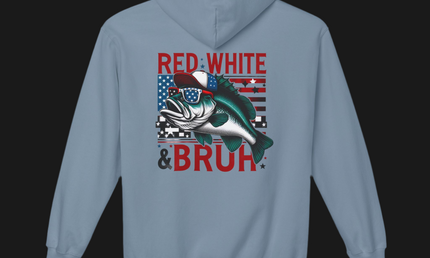 Red, White & Bruh Fishing Hoodie