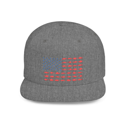 Patriotic Flat Bill Snapback Hat with Flag Design