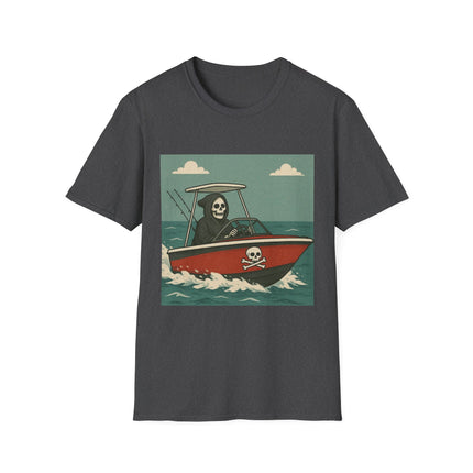 Grim Reaper Boat Halloween Holiday Unisex Graphic Tee