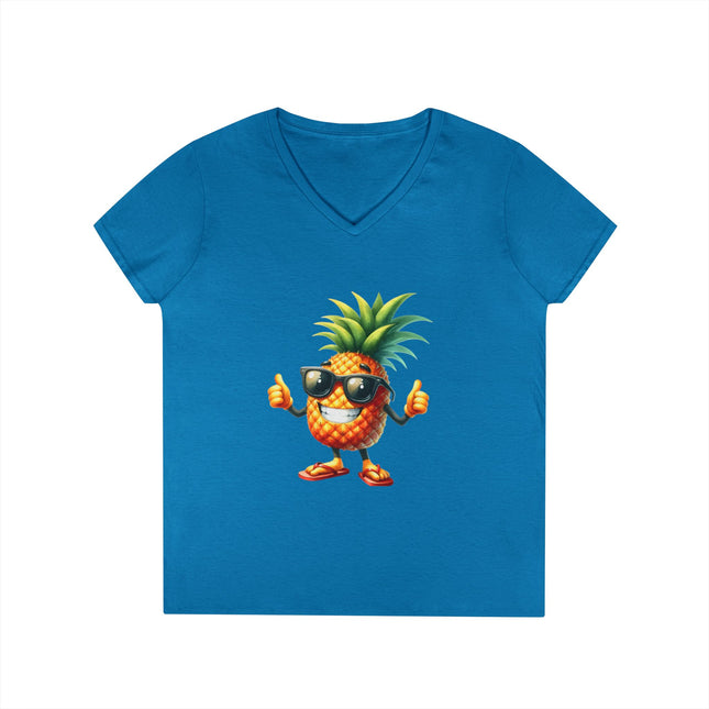 Party Pineapple Ladies' V-Neck T-Shirt