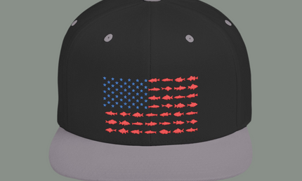 Patriotic Flat Bill Snapback Hat with Flag Design