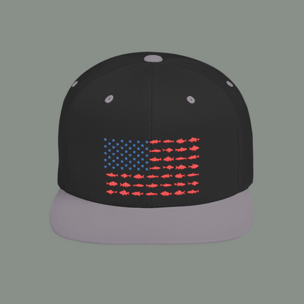 Patriotic Flat Bill Snapback Hat with Flag Design