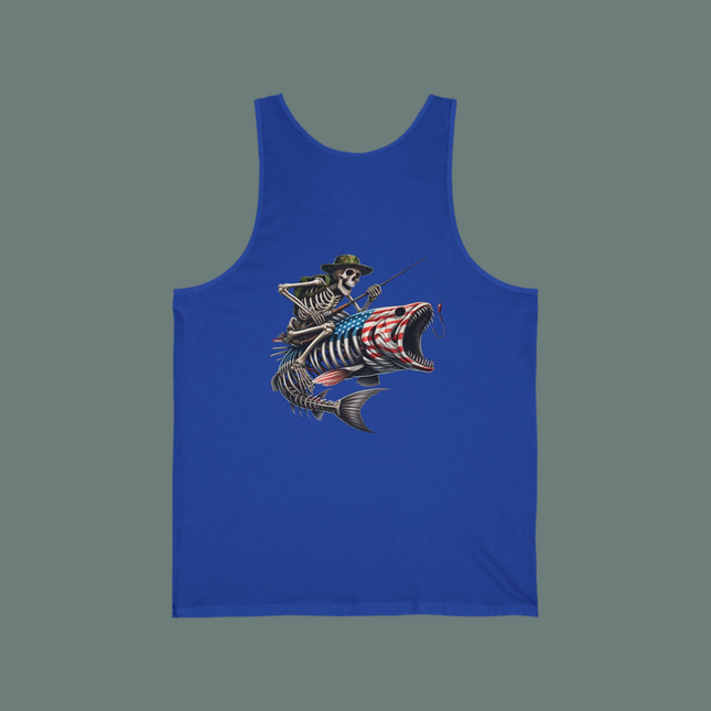 Skeleton Fishing Themed Unisex Jersey Tank Top
