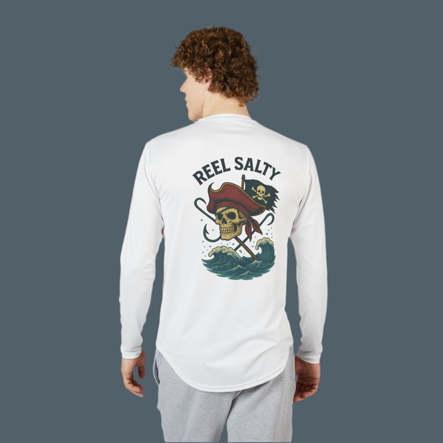 Reel Salty Pirate Graphic Performance Long Sleeve Fishing Shirt SPF50