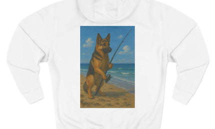 German Shepherd Fishing Fleece Hoodie