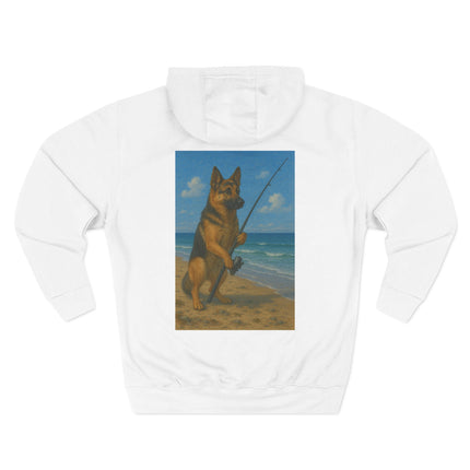 German Shepherd Fishing Fleece Hoodie