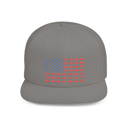 Patriotic Flat Bill Snapback Hat with Flag Design