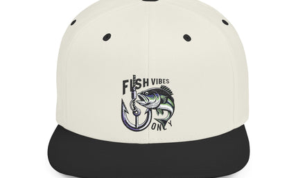 Fish Vibes Flat Bill Snapback Hat with Fish Design