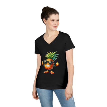 Party Pineapple Ladies' V-Neck T-Shirt