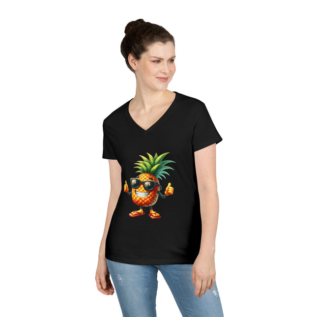 Party Pineapple Ladies' V-Neck T-Shirt