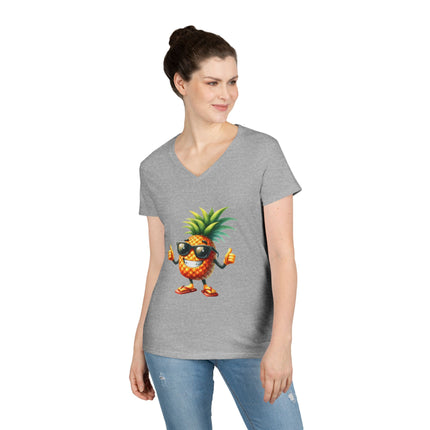 Party Pineapple Ladies' V-Neck T-Shirt