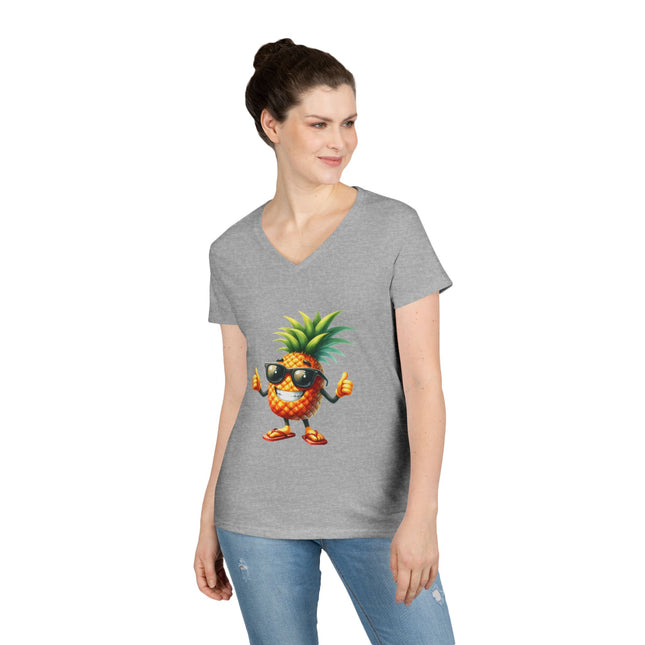 Party Pineapple Ladies' V-Neck T-Shirt