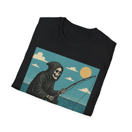 Grim Reaper Fishing Halloween Holiday Unisex Graphic Tee