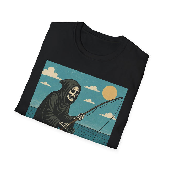Grim Reaper Fishing Halloween Holiday Unisex Graphic Tee