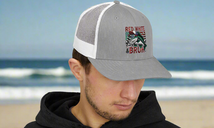 Patriotic Fishing Snapback Cap, Outdoor Hat, Red White & Bruh Cap