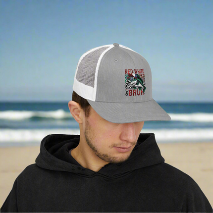 Patriotic Fishing Snapback Cap, Outdoor Hat, Red White & Bruh Cap