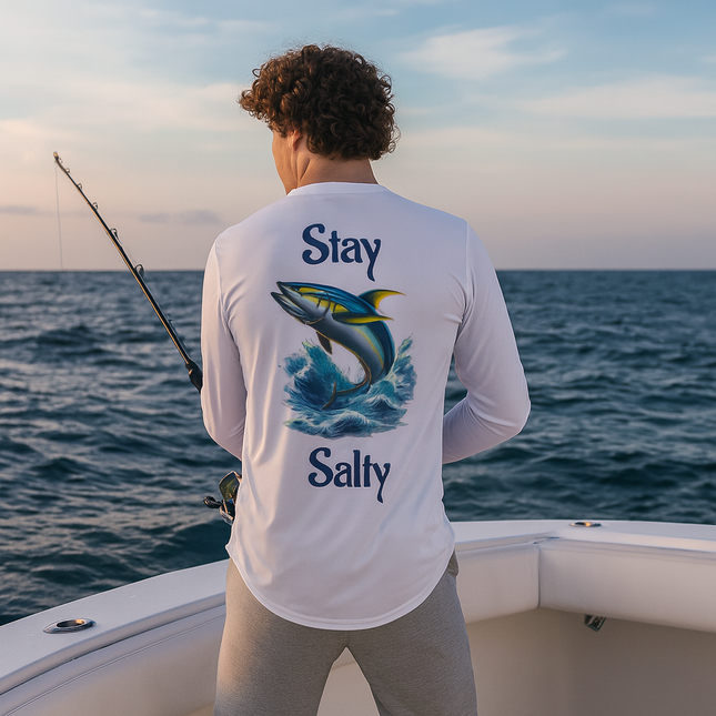 Stay Salty Tuna Graphic Performance Long Sleeve Fishing Shirt SPF50