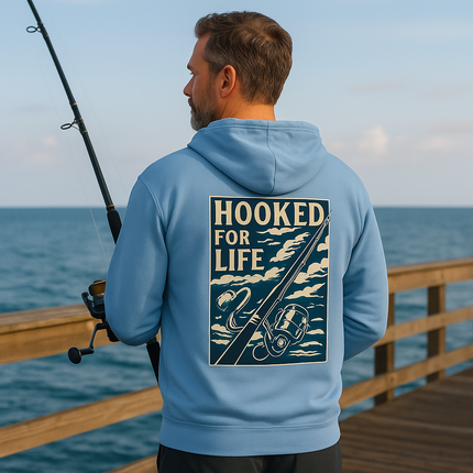 Hooked for Life Fishing Fleece Hoodie