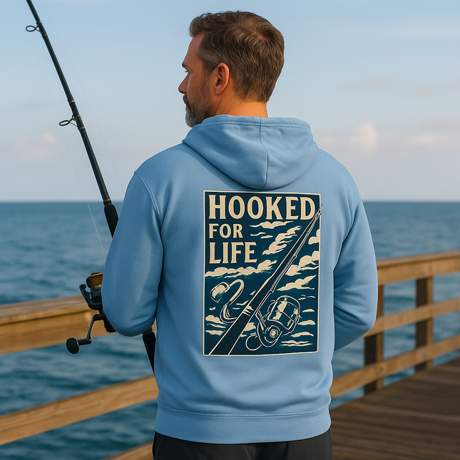 Hooked for Life Fishing Fleece Hoodie