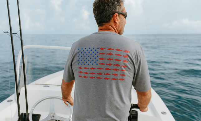 Fish USA Flag Unisex performance crew neck t-shirt