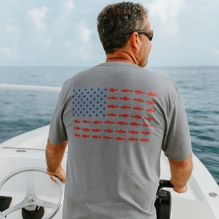 Fish USA Flag Unisex performance crew neck t-shirt