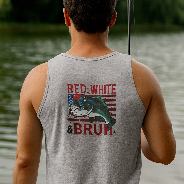 Patriotic Red, White, & Bruh Fishing Tank Top